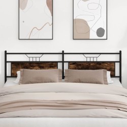 Tête de lit chêne fumé 193 cm bois d'ingénierie et acier 