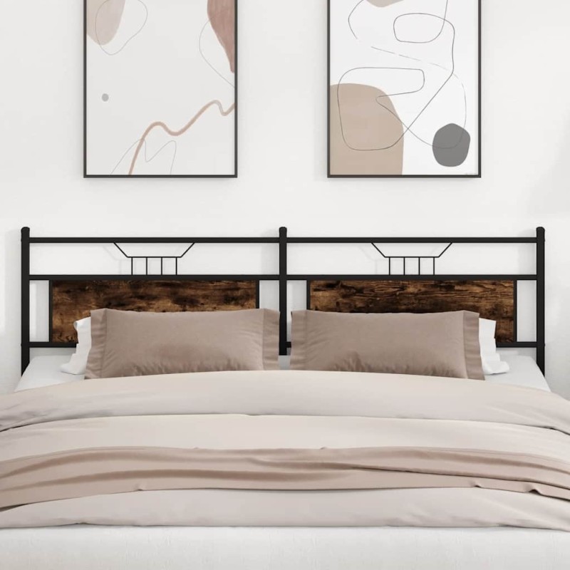 Tête de lit chêne fumé 193 cm bois d'ingénierie et acier 