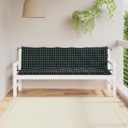 Coussins de banc de jardin lot de 2 motif à carreaux noir 
