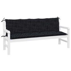 Coussins de banc de jardin lot de 2 motif à carreaux noir 
