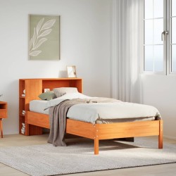 Lit bibliothèque sans matelas cire marron 90x200 cm pin massif 