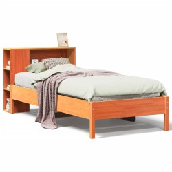 Lit bibliothèque sans matelas cire marron 90x200 cm pin massif 
