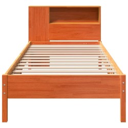 Lit bibliothèque sans matelas cire marron 90x200 cm pin massif 