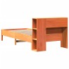 Lit bibliothèque sans matelas cire marron 90x200 cm pin massif 