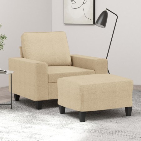 Fauteuil avec repose-pied Crème 60 cm Tissu 