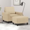 Fauteuil avec repose-pied Crème 60 cm Tissu 