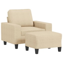 Fauteuil avec repose-pied Crème 60 cm Tissu 