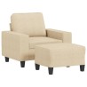 Fauteuil avec repose-pied Crème 60 cm Tissu 