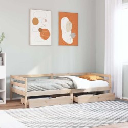 Lit de jour avec tiroirs sans matelas 80x200 cm bois massif 