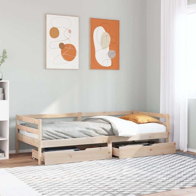 Lit de jour avec tiroirs sans matelas 80x200 cm bois massif 