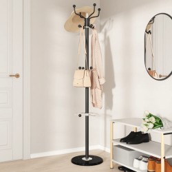 Porte-manteau avec porte-parapluie noir fer enduit de poudre 