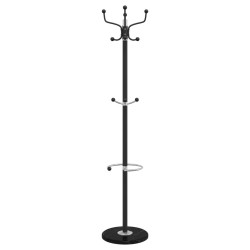 Porte-manteau avec porte-parapluie noir fer enduit de poudre 