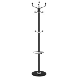 Porte-manteau avec porte-parapluie noir fer enduit de poudre 