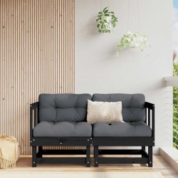 Canapés d'angle avec coussins 2 pcs noir bois de pin massif 