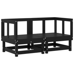 Canapés d'angle avec coussins 2 pcs noir bois de pin massif 