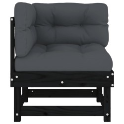 Canapés d'angle avec coussins 2 pcs noir bois de pin massif 