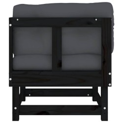 Canapés d'angle avec coussins 2 pcs noir bois de pin massif 