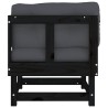 Canapés d'angle avec coussins 2 pcs noir bois de pin massif 