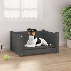 Lit pour chien Gris 55,5x45,5x28 cm Bois massif de pin 