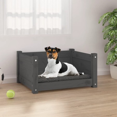 Lit pour chien Gris 55,5x45,5x28 cm Bois massif de pin 