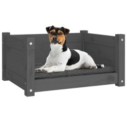 Lit pour chien Gris 55,5x45,5x28 cm Bois massif de pin 