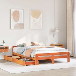 Cadre de lit sans matelas cire marron 140x190cm bois pin massif 