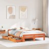 Cadre de lit sans matelas cire marron 140x190cm bois pin massif 