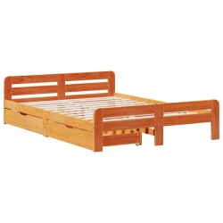 Cadre de lit sans matelas cire marron 140x190cm bois pin massif 