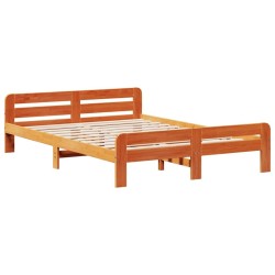 Cadre de lit sans matelas cire marron 140x190cm bois pin massif 
