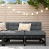 Canapés centraux avec coussins 2 pcs noir bois de pin massif 