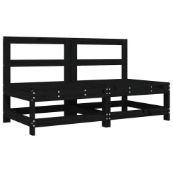 Canapés centraux avec coussins 2 pcs noir bois de pin massif 