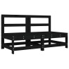 Canapés centraux avec coussins 2 pcs noir bois de pin massif 