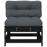 Canapés centraux avec coussins 2 pcs noir bois de pin massif 