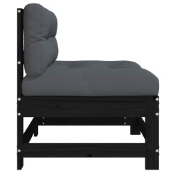 Canapés centraux avec coussins 2 pcs noir bois de pin massif 