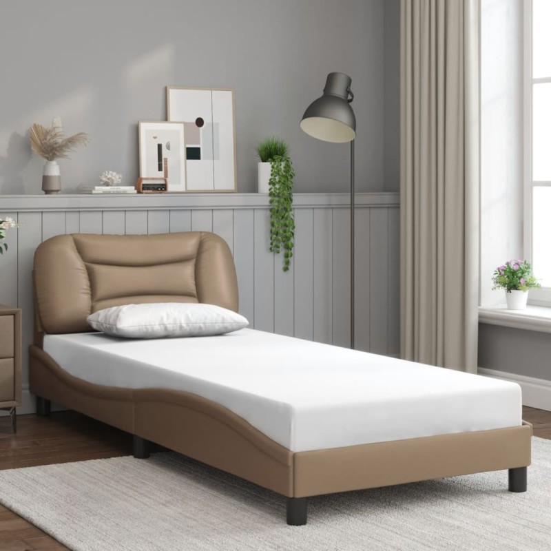 Cadre de lit sans matelas cappuccino 90x200 cm similicuir 