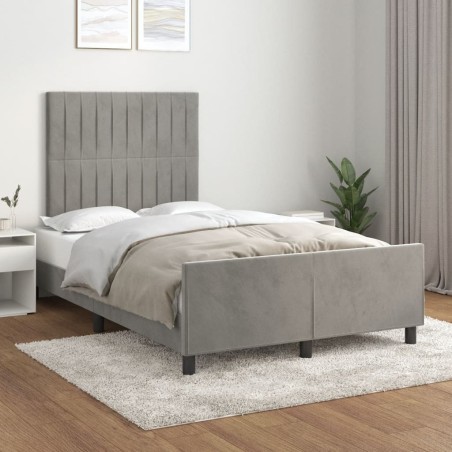 Cadre de lit sans matelas gris clair 120x190 cm velours 