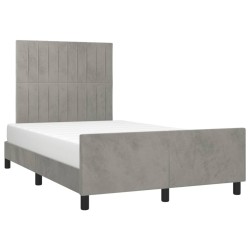Cadre de lit sans matelas gris clair 120x190 cm velours 