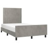 Cadre de lit sans matelas gris clair 120x190 cm velours 