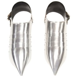 Solerets d'armure de chevalier médiéval GN Argenté Acier 