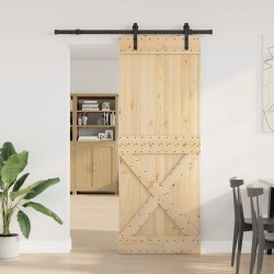 Porte coulissante et kit de quincaillerie 85x210 cm pin massif 