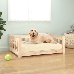 Lit pour chien 75,5x55,5x28 cm bois de pin solide 