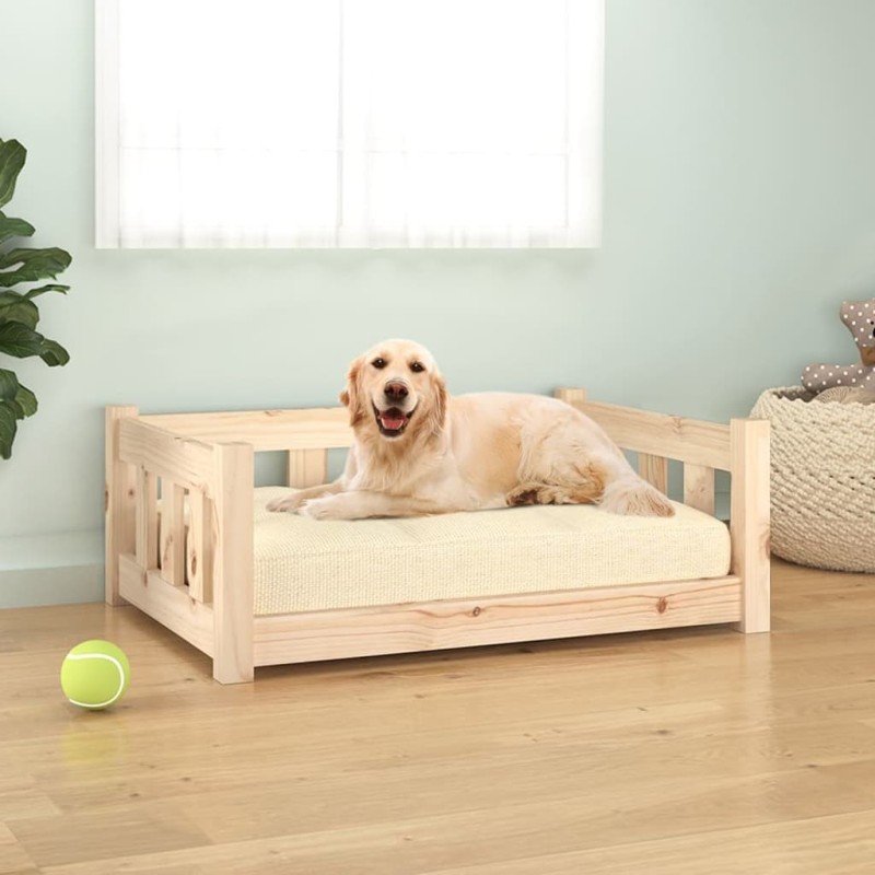 Lit pour chien 75,5x55,5x28 cm bois de pin solide 