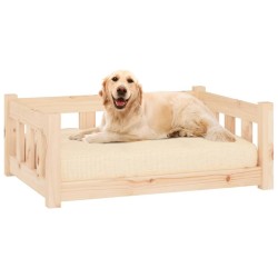Lit pour chien 75,5x55,5x28 cm bois de pin solide 