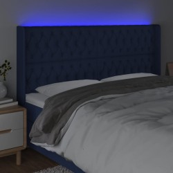 Tête de lit à LED Bleu 183x16x118/128 cm Tissu 