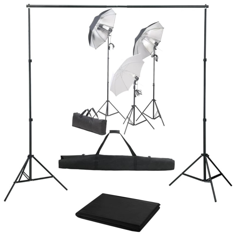 Kit de studio photo avec ensemble d'éclairage et toile de fond 