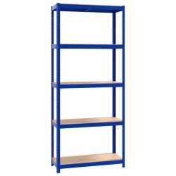 Étagère de rangement à 5 niveaux Bleu Acier et bois ingénierie 