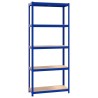 Étagère de rangement à 5 niveaux Bleu Acier et bois ingénierie 