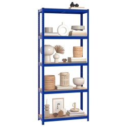 Étagère de rangement à 5 niveaux Bleu Acier et bois ingénierie 