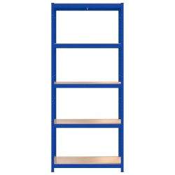 Étagère de rangement à 5 niveaux Bleu Acier et bois ingénierie 