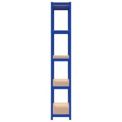 Étagère de rangement à 5 niveaux Bleu Acier et bois ingénierie 